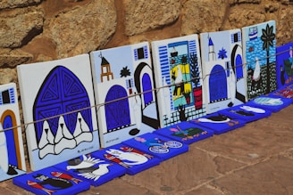 white and blue cardboard box