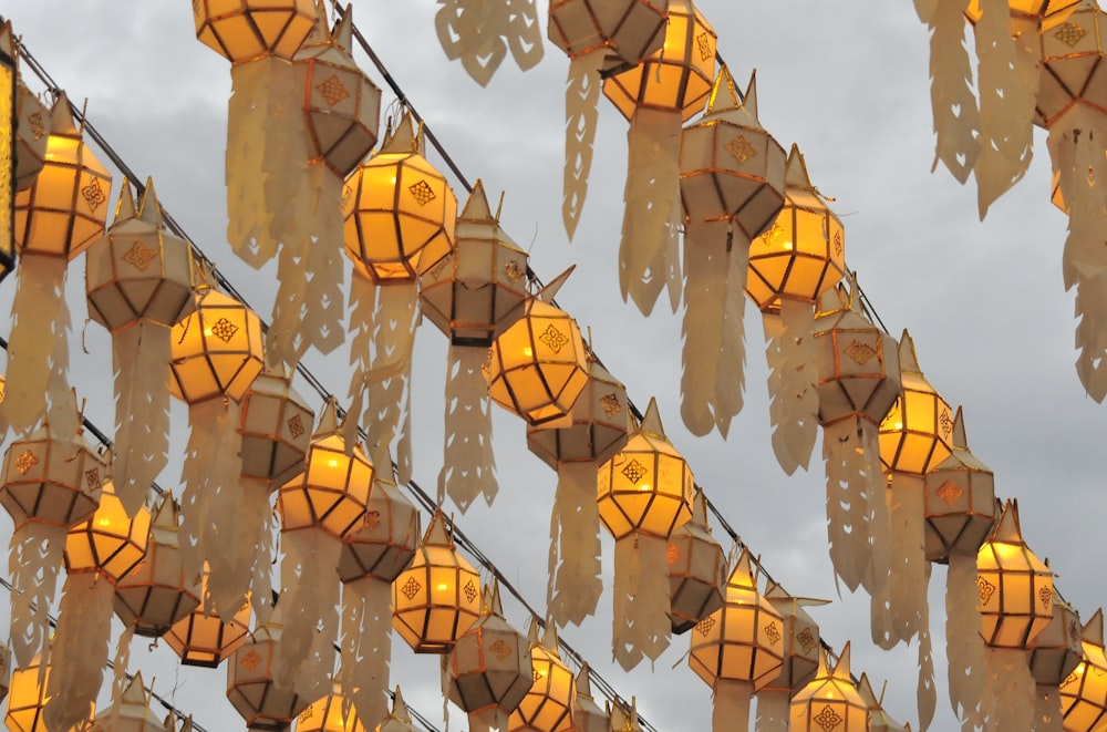 yellow and brown hanging decors