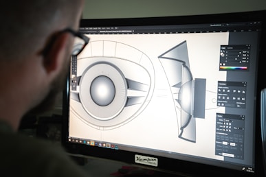 black flat screen computer monitor creating a 3d model