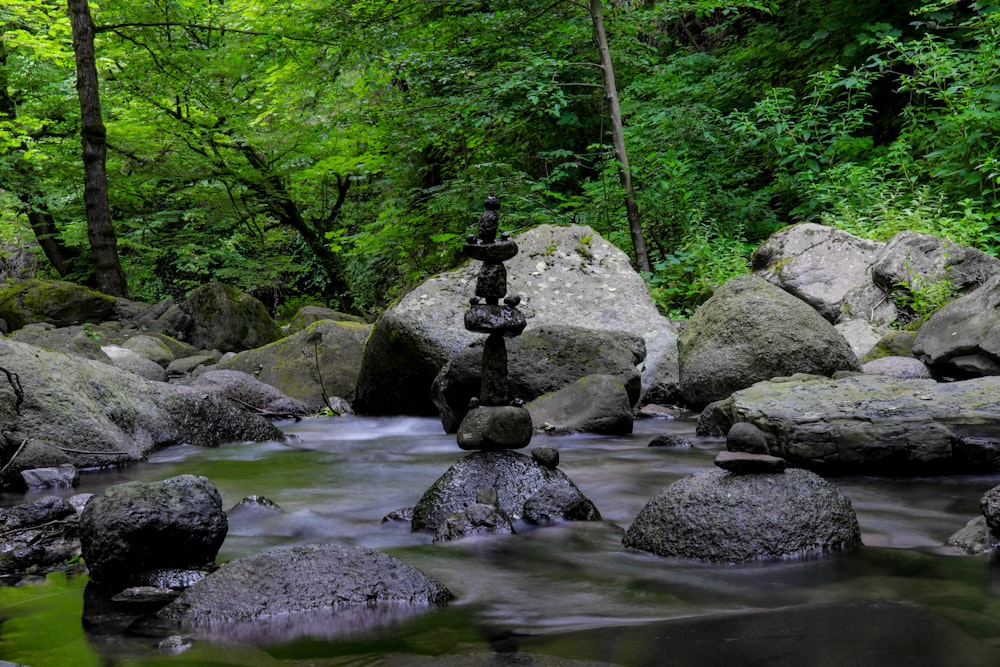 gray rocks on river during daytime