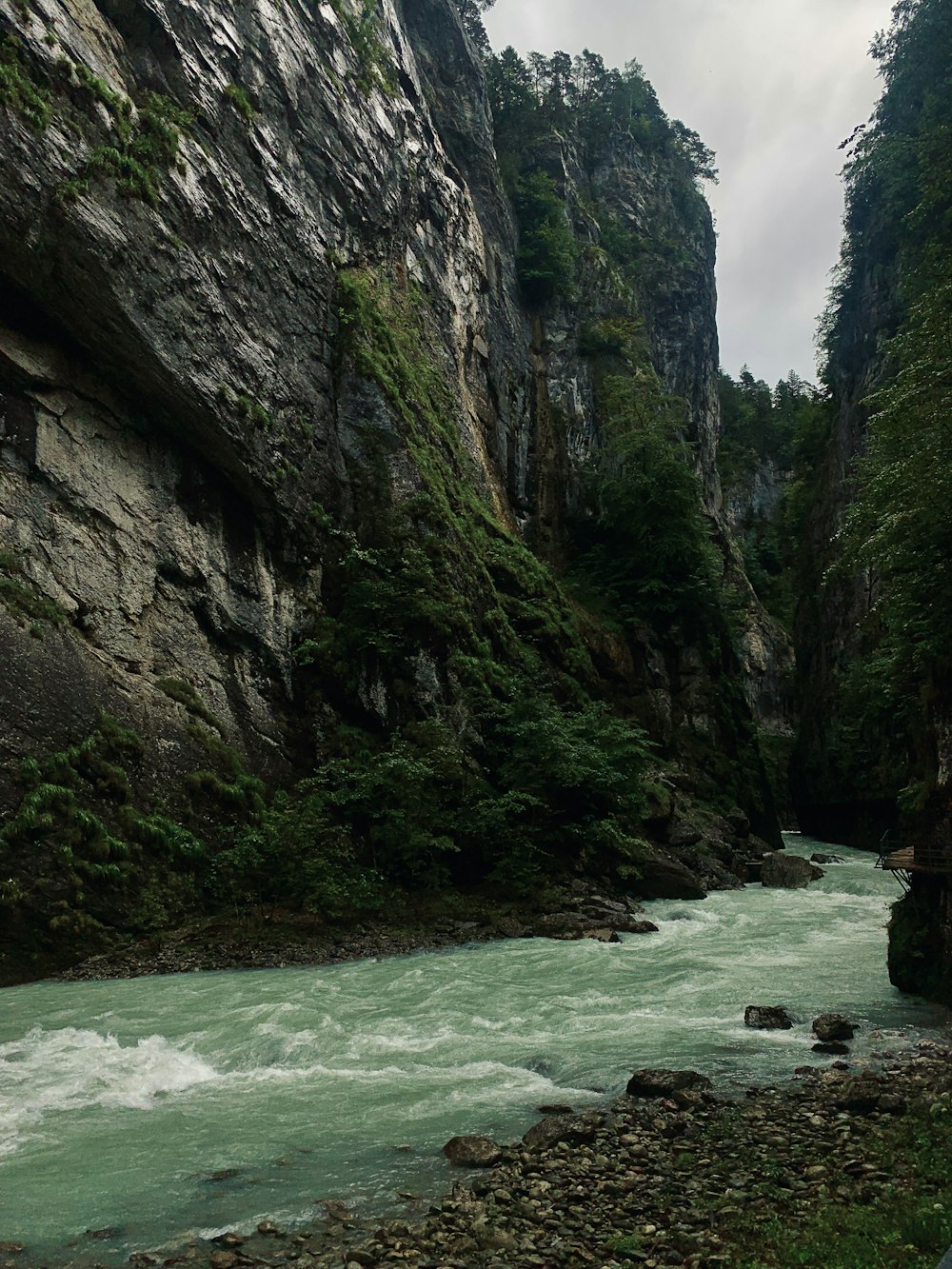 green body of water near brown and green mountain during daytime