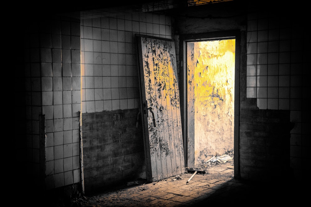 white and brown wooden door