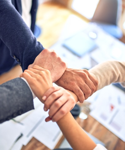 person in black long sleeve shirt holding persons hand