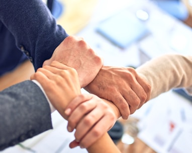 person in black long sleeve shirt holding persons hand