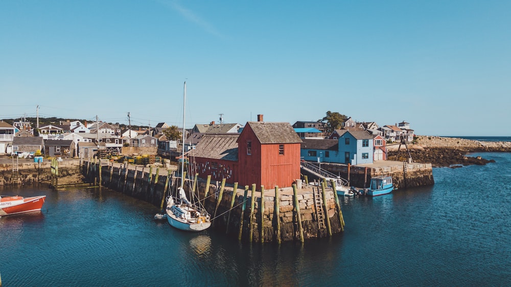 brown wooden houses beside body of water during daytime