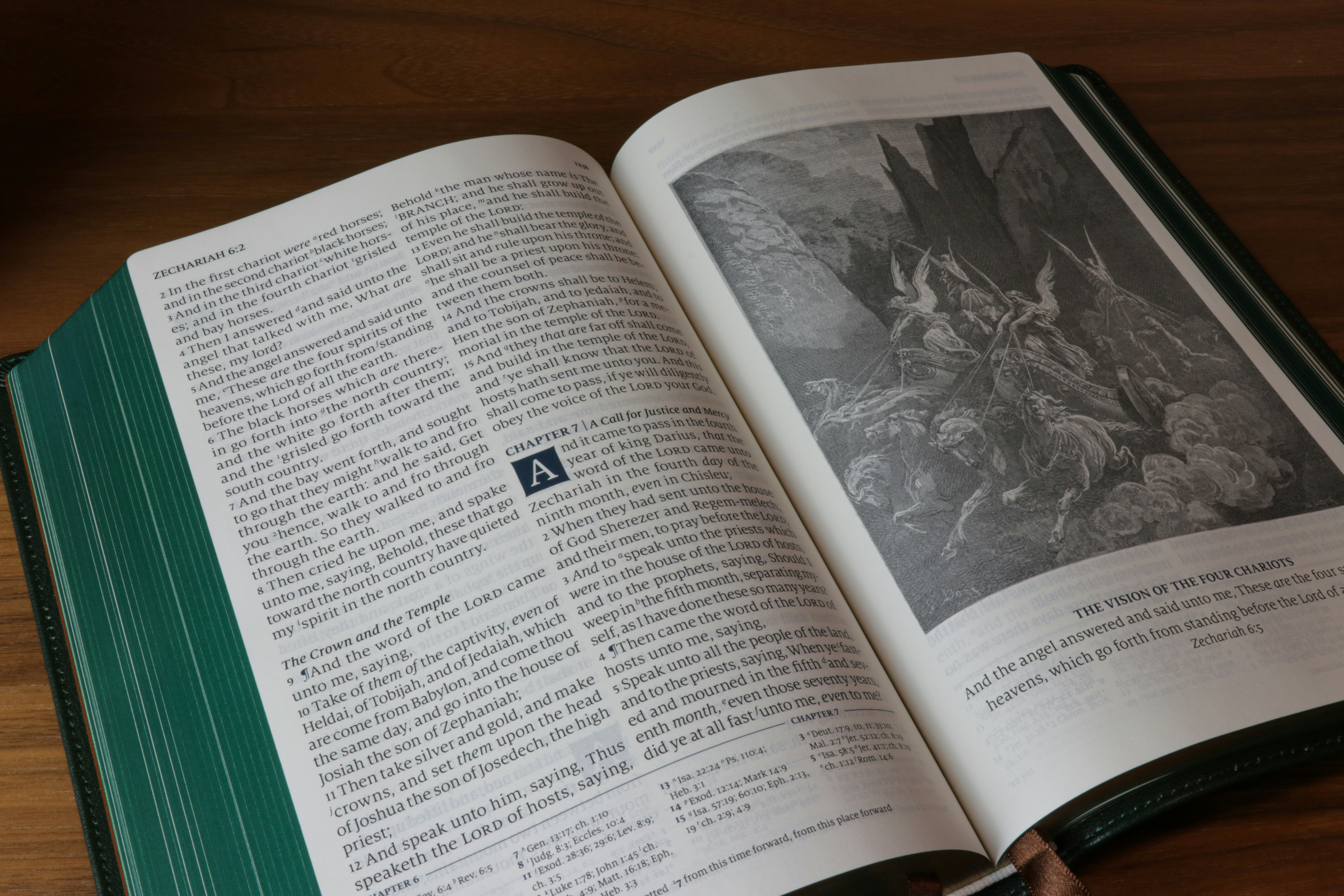 KJV Lion Bible on the table.