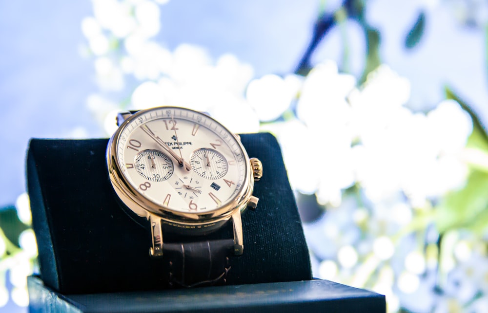 black and silver chronograph watch