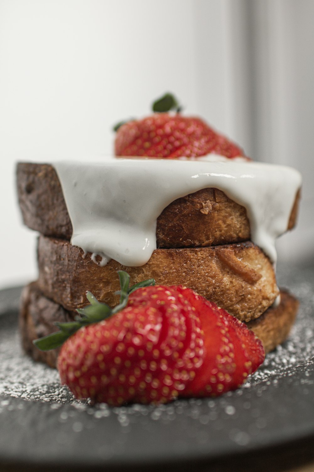 brown bread with strawberry on top