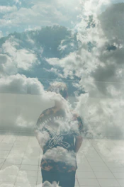 A vibrant graphic t-shirt featuring a futuristic cloud design with neon accents.