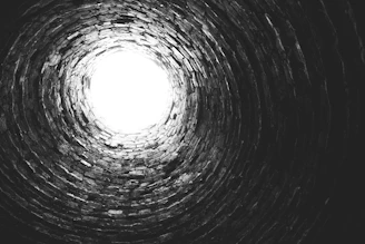 black and white round illustration