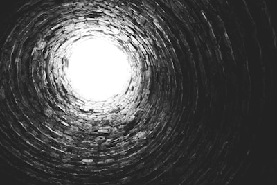 black and white round illustration