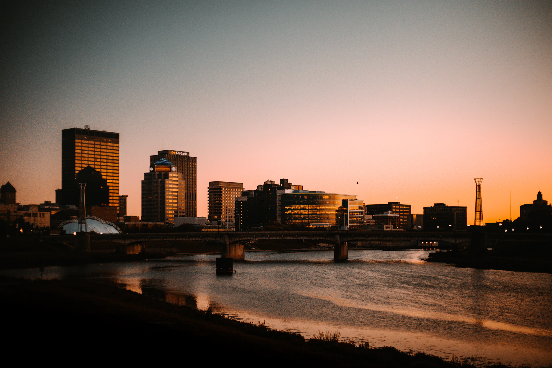 Dayton skyline at dusk