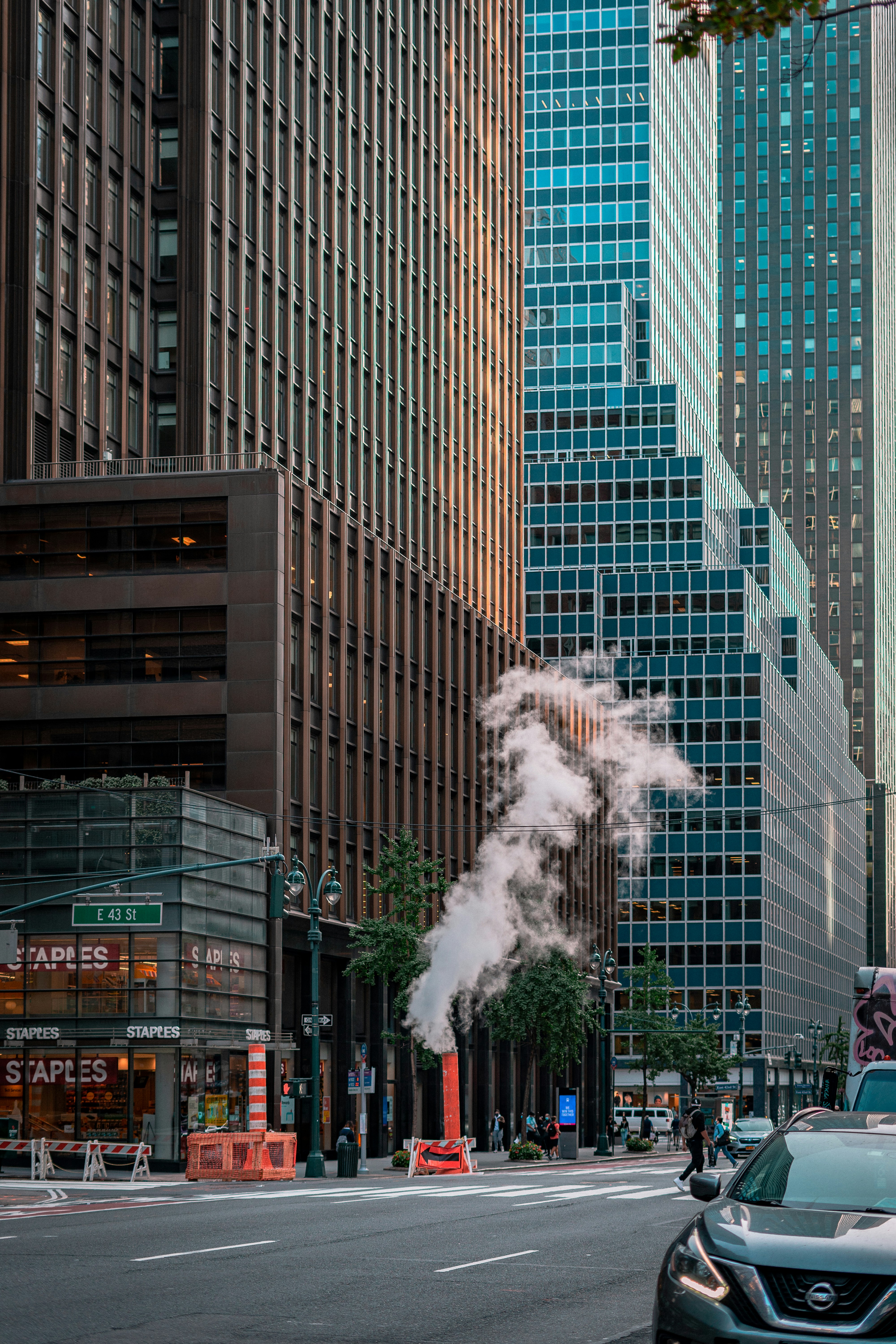 white smoke coming out from building