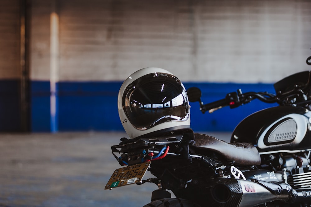 black and white sports bike