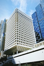 white and blue concrete building