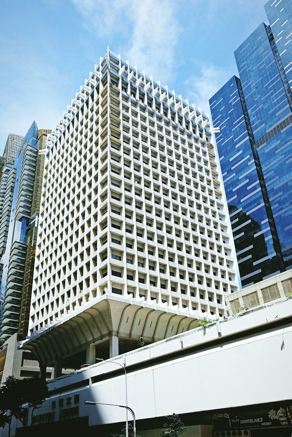 white and blue concrete building