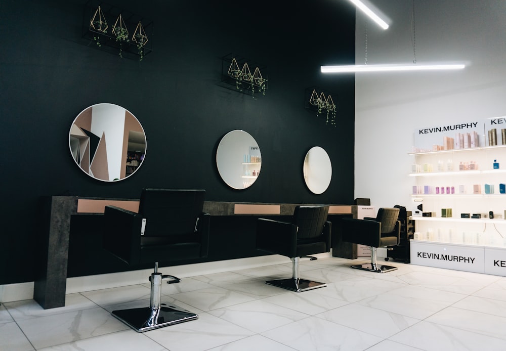 black and silver bar stools