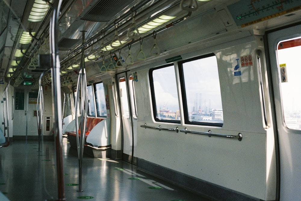 white and gray train interior