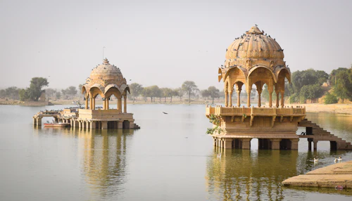 Chhatris on Gadisar Lake