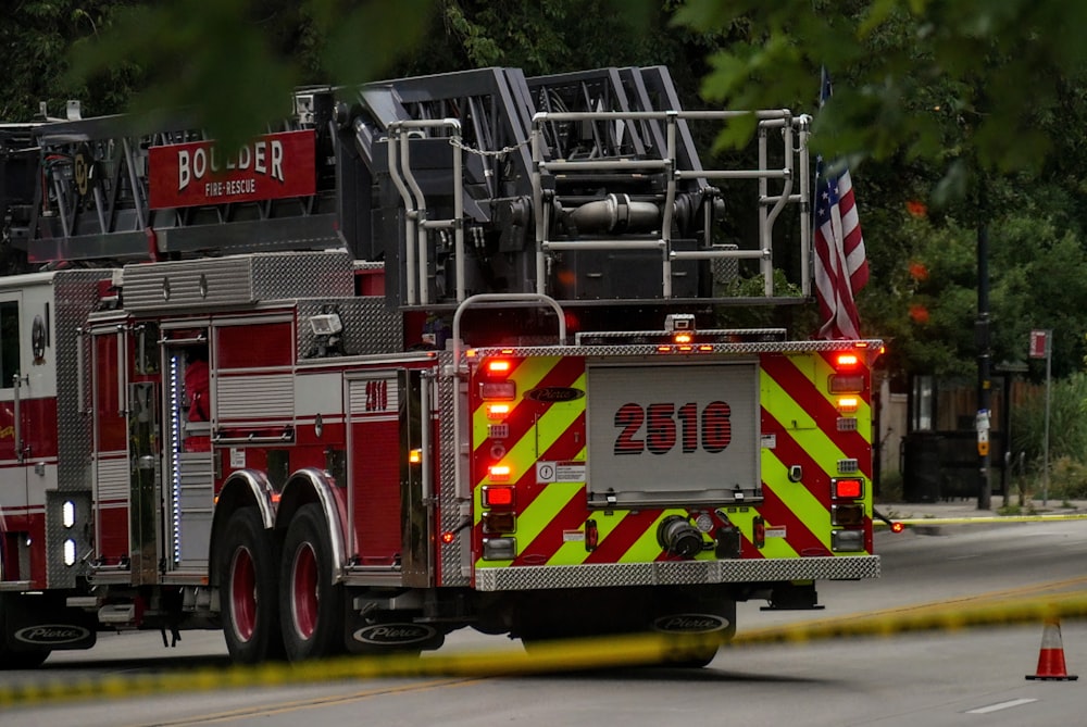 red and white fire truck