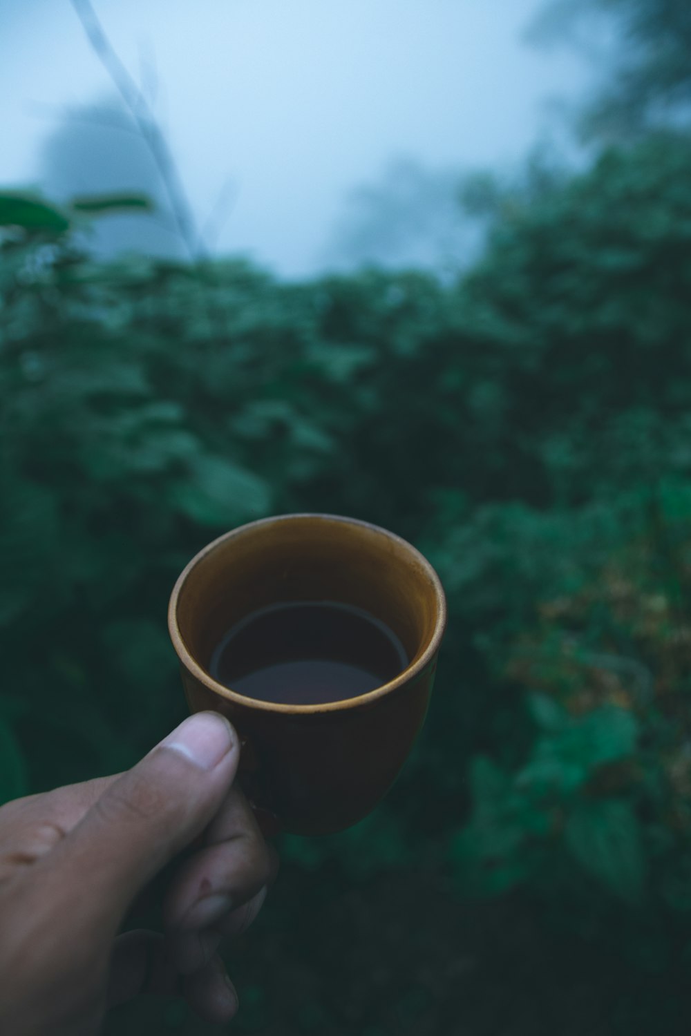 person holding brown ceramic mug