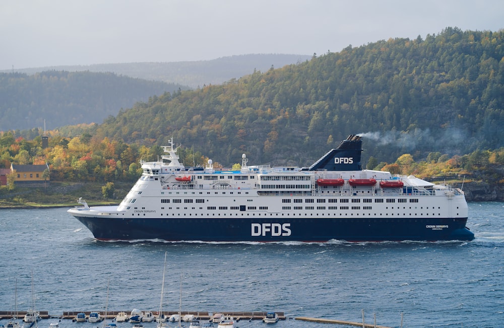 white and black cruise ship on sea during daytime