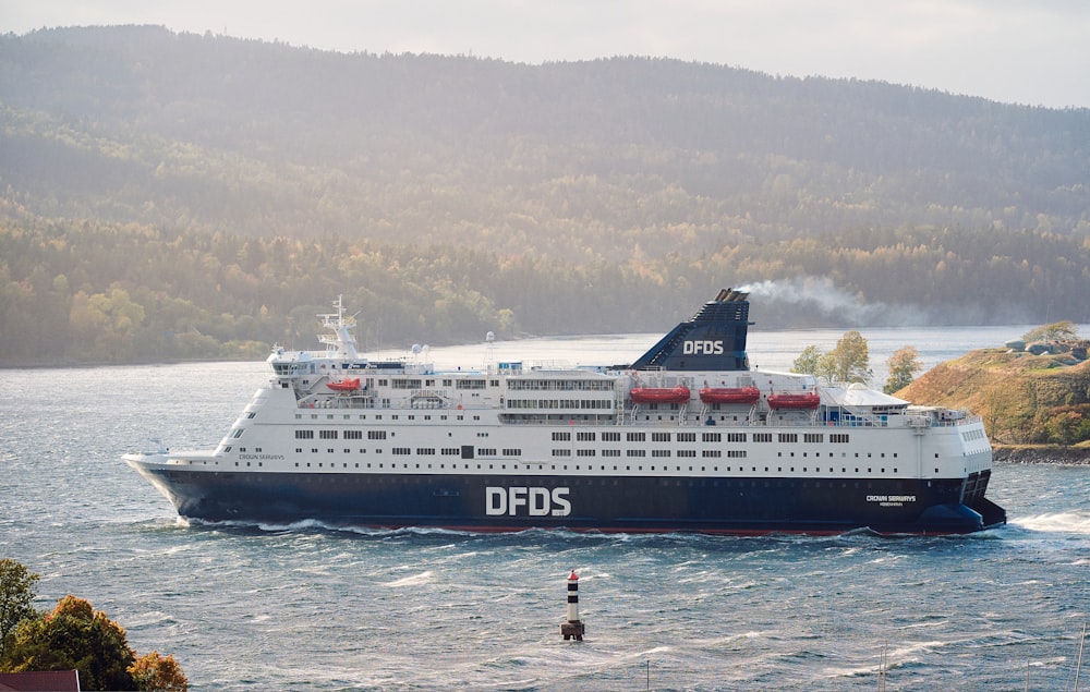 white and black cruise ship on sea during daytime