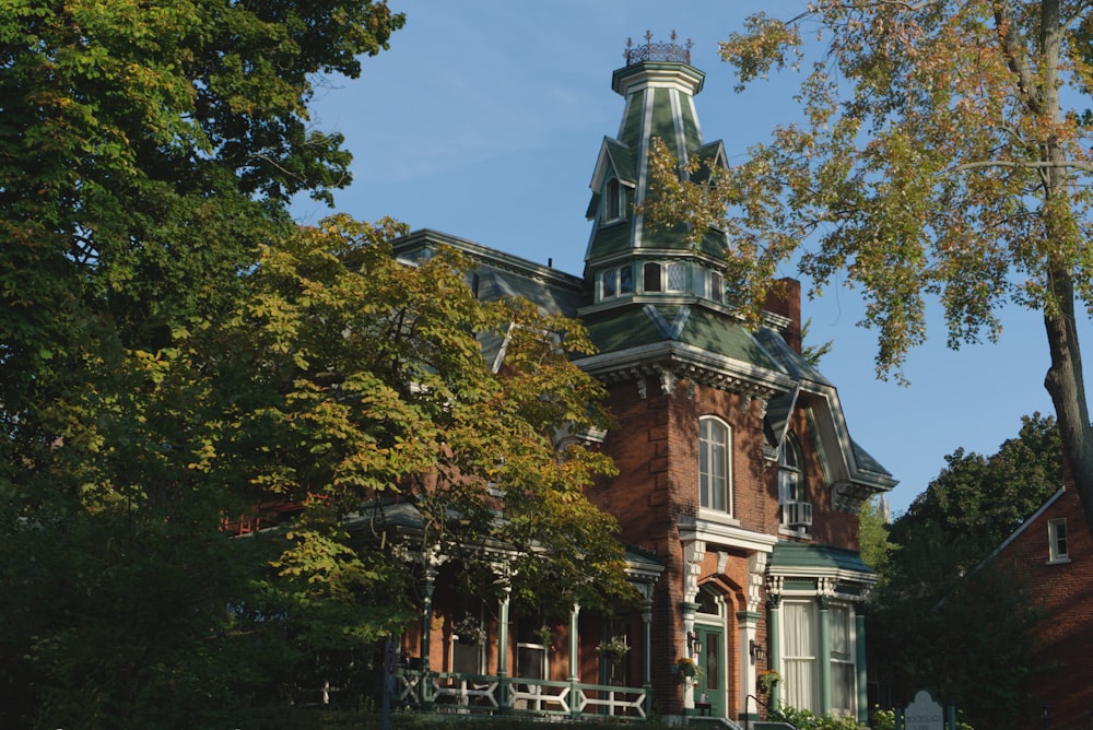 a large brick building with a clock tower