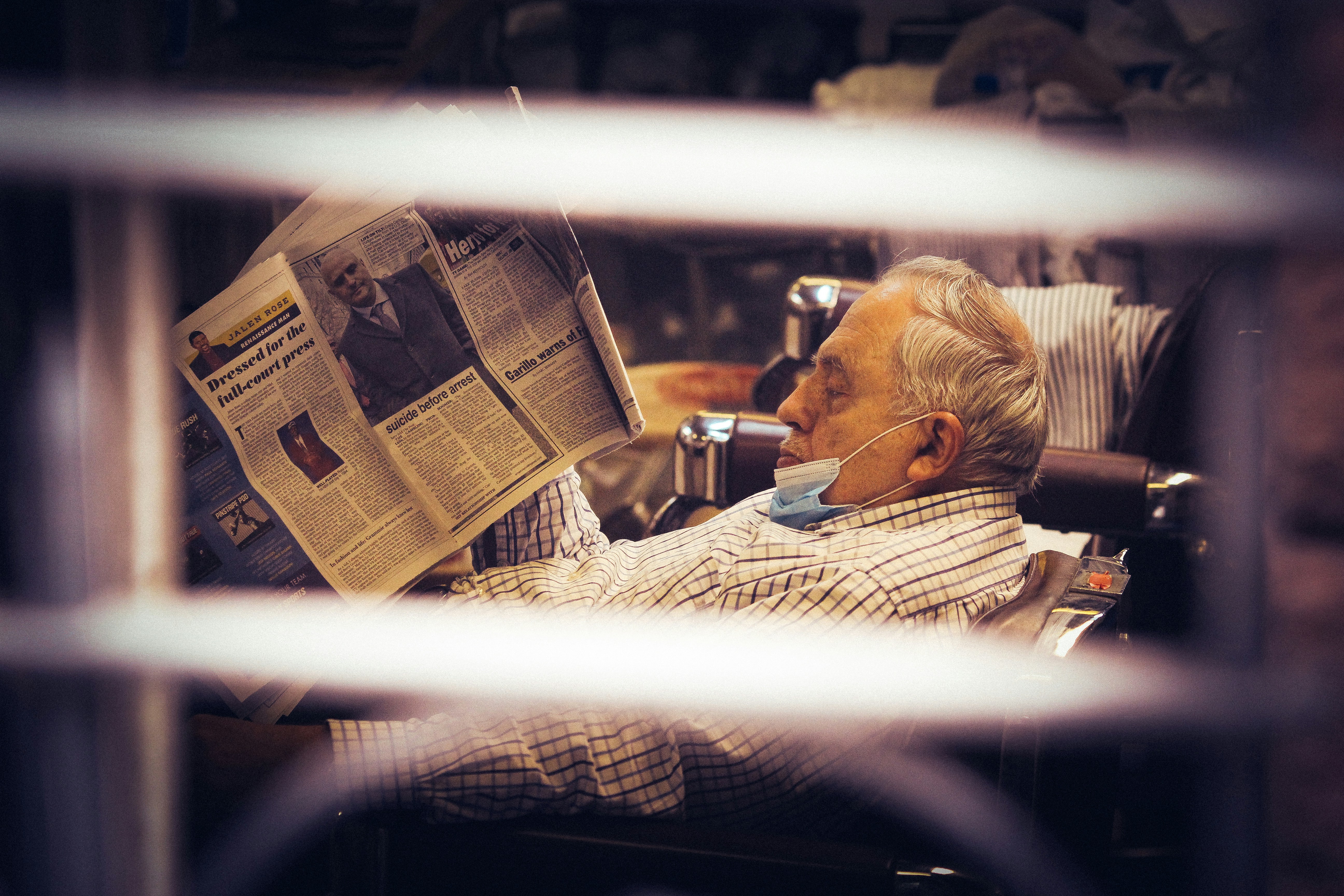 Investor checking stock market news