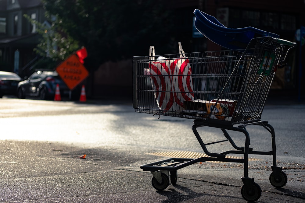 shopping carts on gray asphalt road during daytime