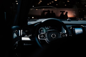 black and silver steering wheel