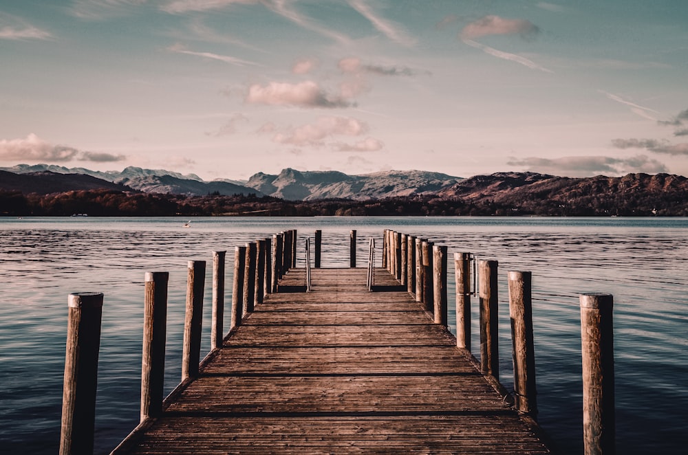 brown wooden dock on sea during daytime