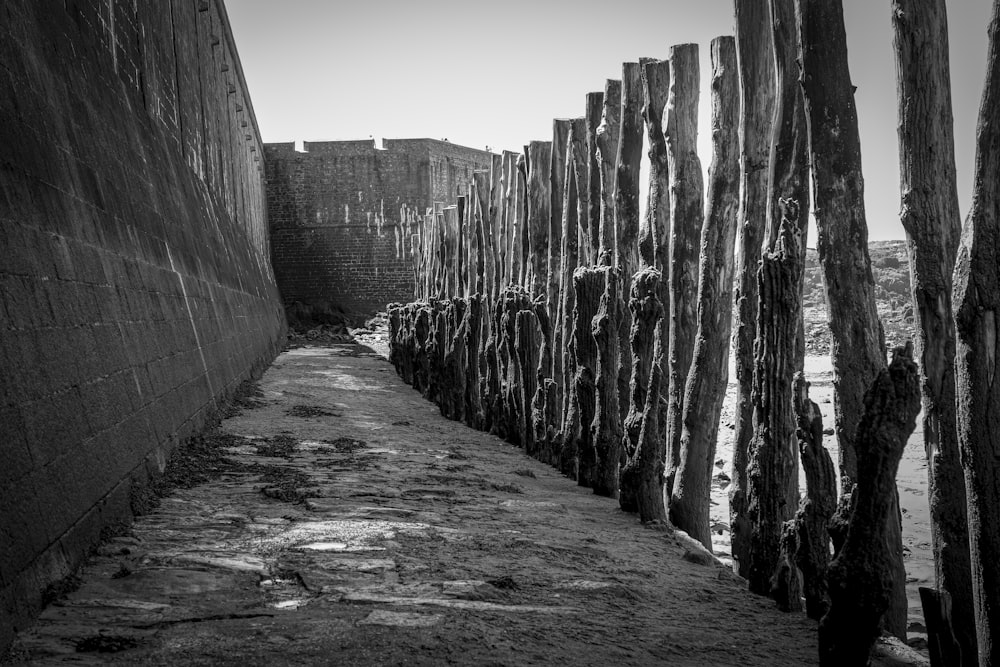 grayscale photo of concrete wall