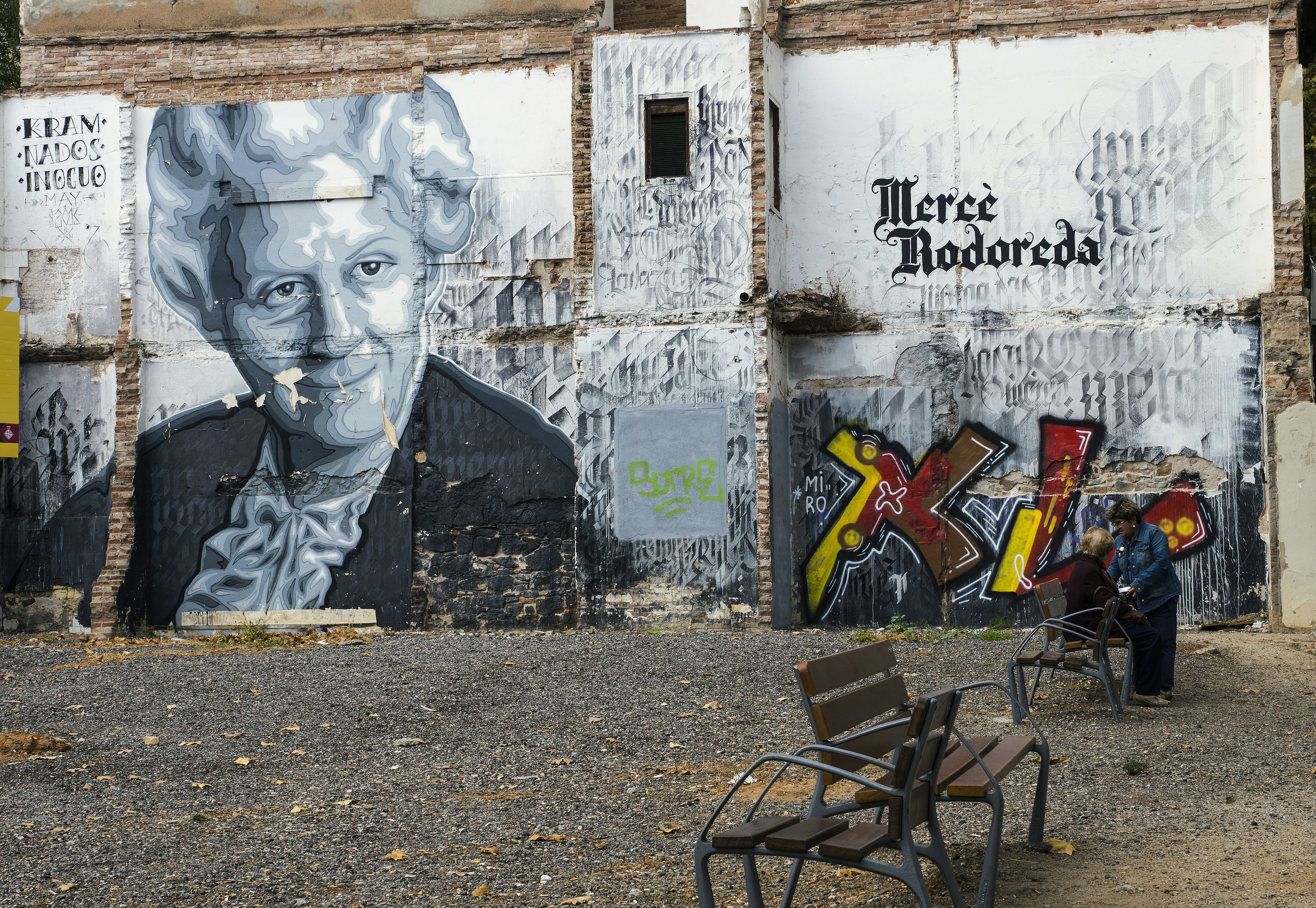 Wall Poster & Courtyard; Barcelona, Spain; October 2015 (This is from a holiday in Spain from when I was working in Denmark. Quiet neighborhood, early Fall with beautiful comfortable weather. Coming from Denmark I realized how much more light there is requiring a different way of looking.)