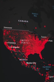 A map highlighting major routes and destinations across North America related to freight and car shipping.