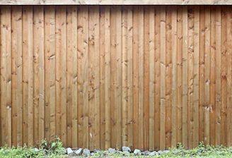brown wooden fence with white flowers