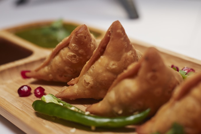 Assortment of Indian curries and breads