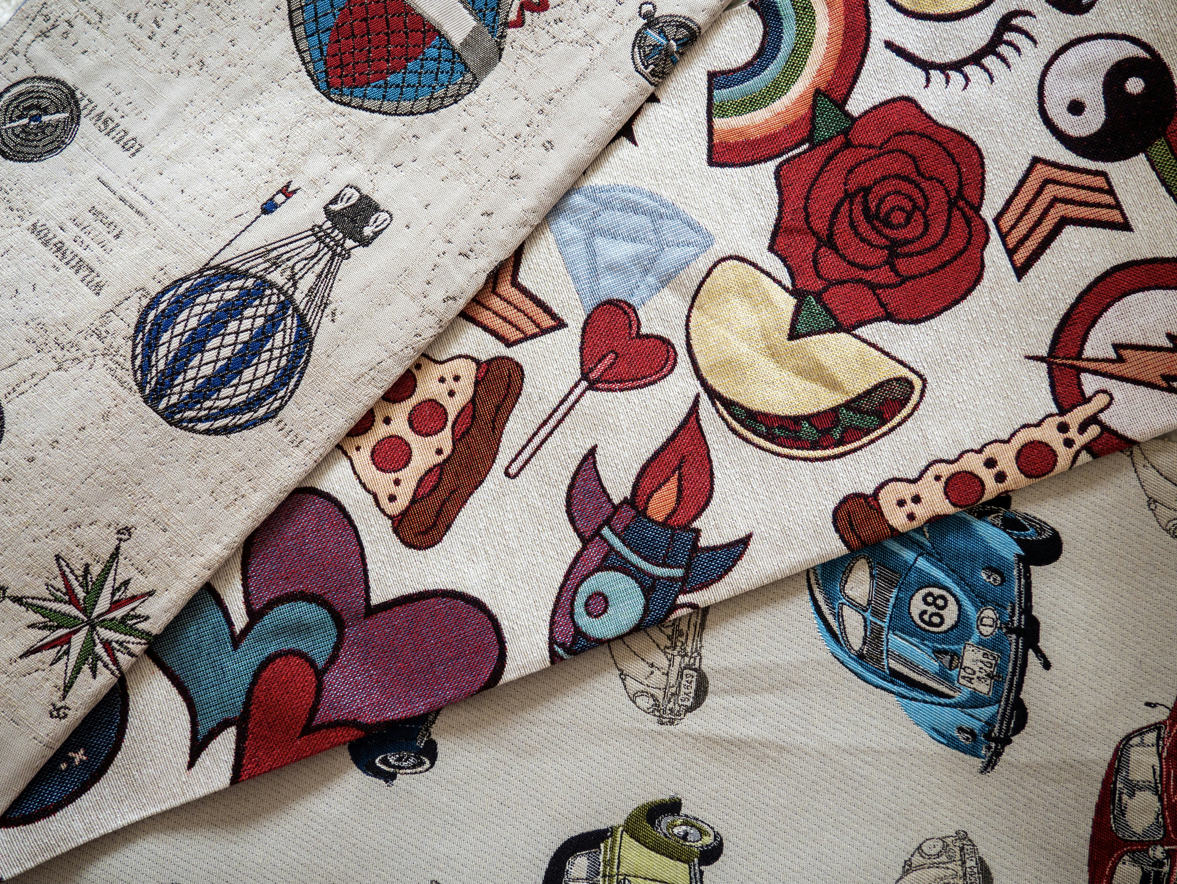 white red and blue mickey mouse textile