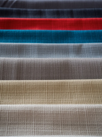 A close-up of fabric swatches in different colors and textures.