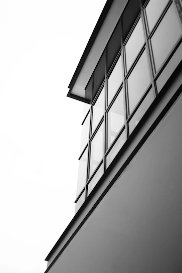 Minimalist black and white photo of Berlin cityscape with modern architecture.