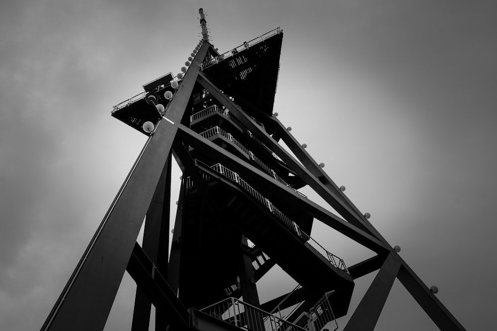 black and white metal tower