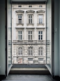white and blue concrete building