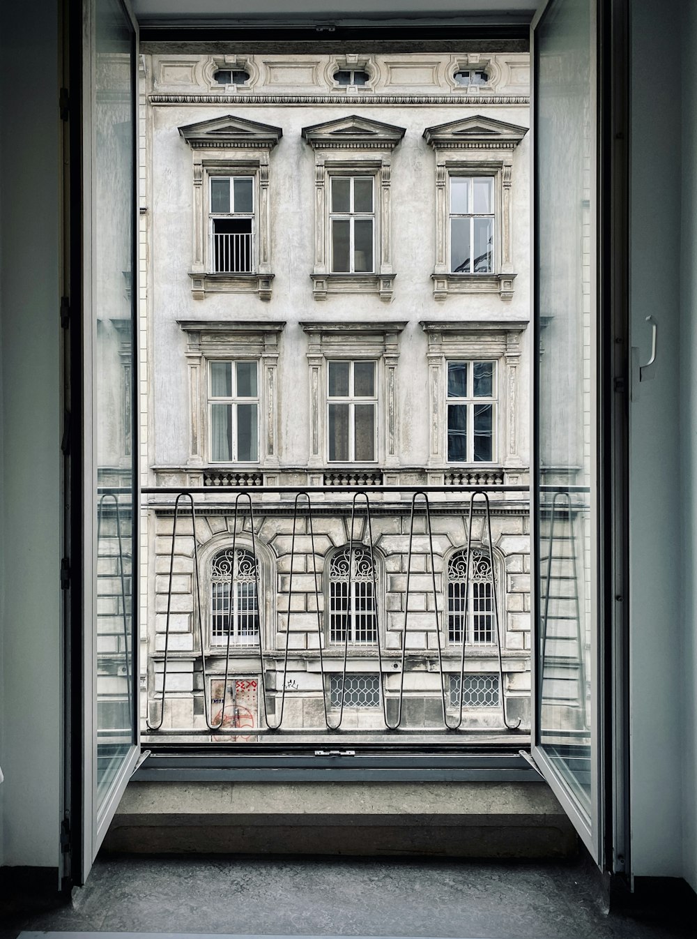 white and blue concrete building