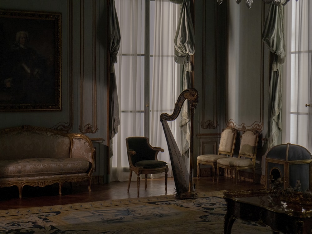 brown wooden chair near white window curtain