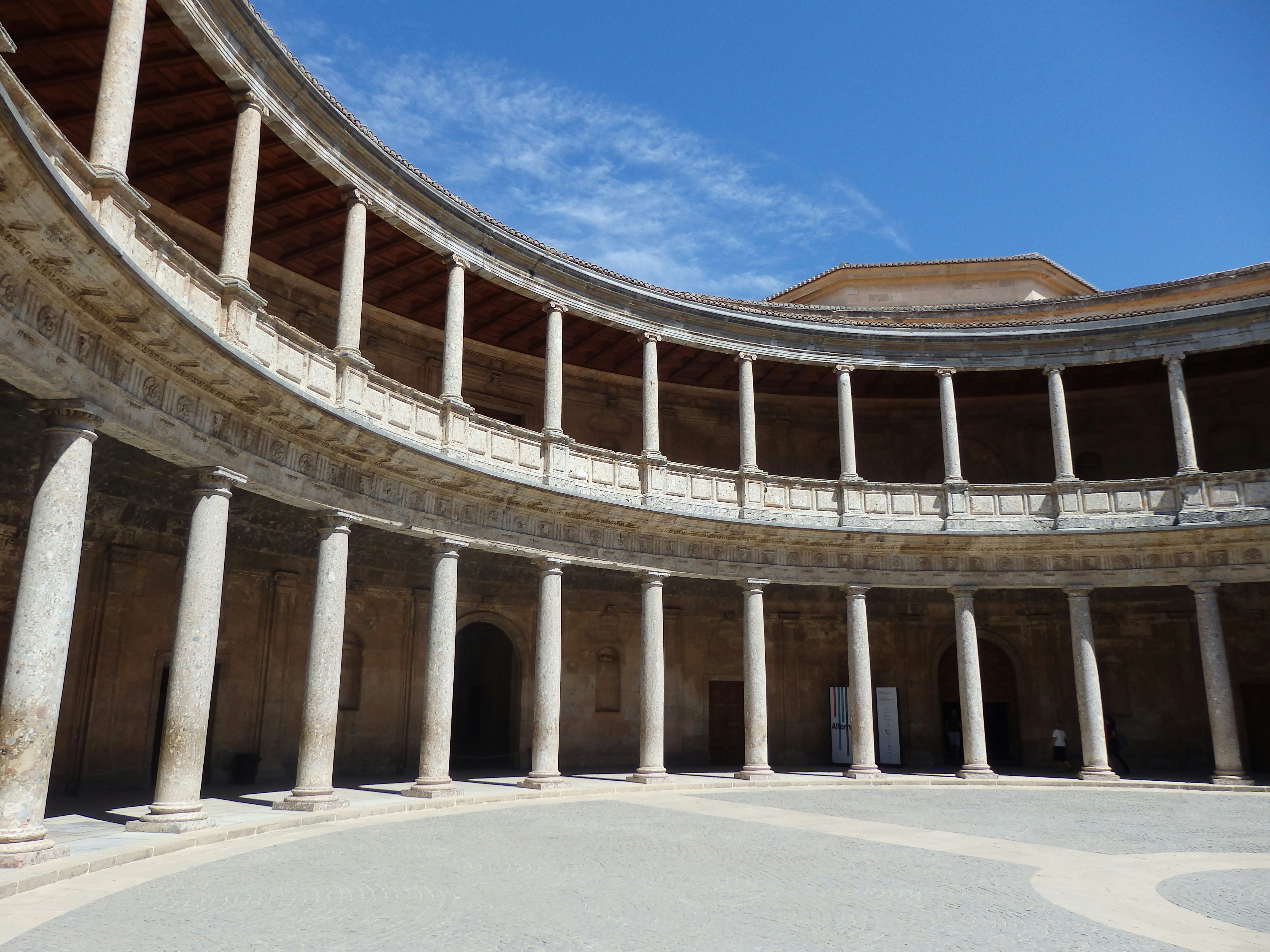 Inside de Palace of Charles V at the Alhambra in Spain
