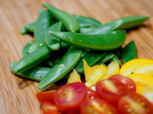 A close-up of a healthy meal prep with colorful vegetables.