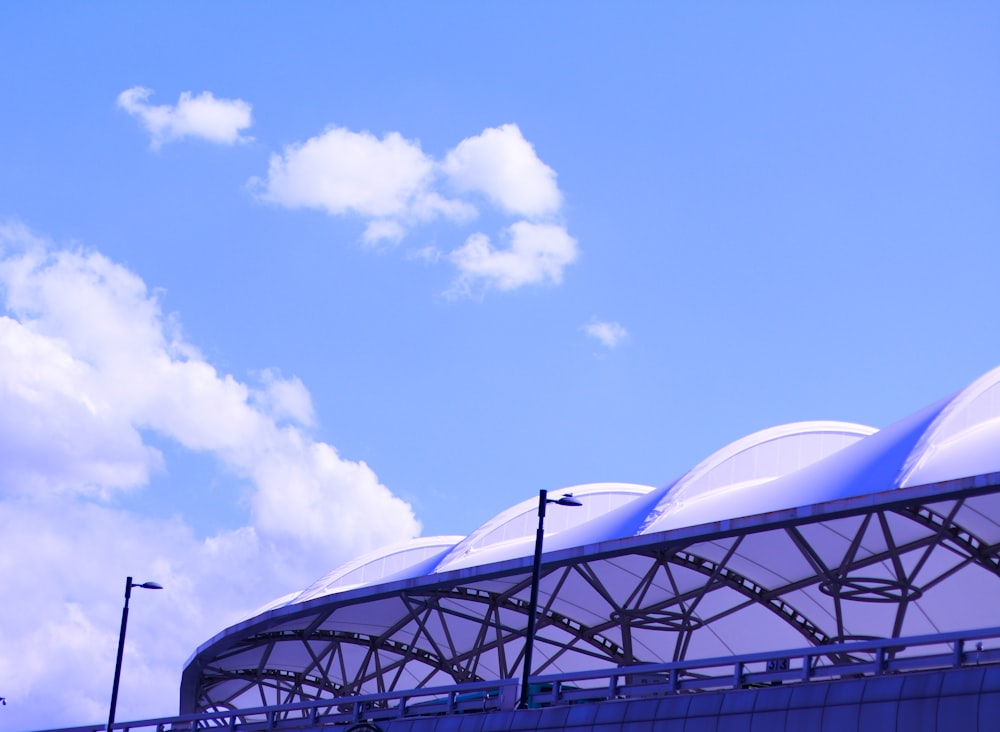 white and blue cloud gate