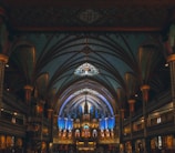 Interior of the cathedral showing elegant altar and stained glass windows