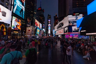 people walking on street during night time