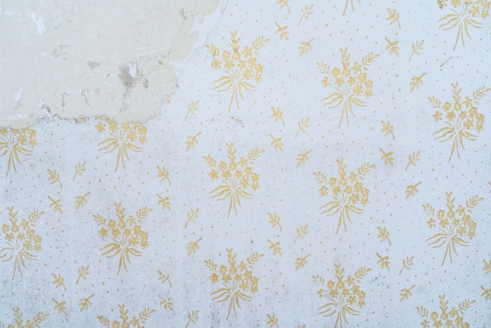 white and brown floral textile